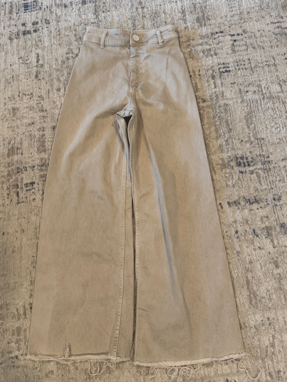 Zara Wide-Leg Chino Pants in Light Beige